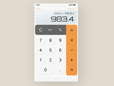 NEOCALQ Calculator App app bright colors calculator calculator app calculator ui design neomorphism