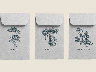 Custom Herb Seed Packets botanical envelopes illustrations minimal plants wedding favors