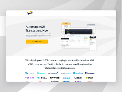 SAAS product landing page