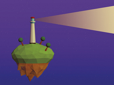 Low poly island with lighthouse