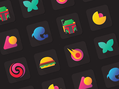 App icons set - Dark theme app application clean design clean ui dark dark theme design flat flat design gradient icon icon design icon set icons ios ios icon minimalism ui uiux ux