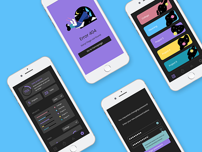 Lesstime application for productivity ⏳🌌 app application clean design clean ui color palette dark mode dark theme dark theme ui dark ui design empty state error 404 minimalism minimalist productivity space ui uiux universe ux