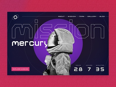 Mission Mercury Landing page 🌌👽🌕🚀 astronaut design digital art hero image landing page logo moon space ui uiux user interface ux wallpaper web design webdesign website website design