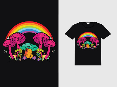 Rainbow Fungi design graphic design t shirt design typography vector