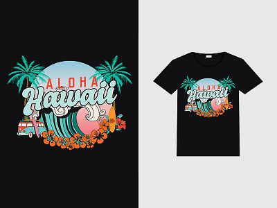 Hawaii design graphic design t shirt design typography vector
