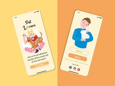 Pet Lovers mobile app part 1 animals app app design design love lovers mobile mobile app mobile app design pet pet care sign in sign in form sign up sign up form ui ui design ux ux design web design