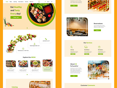 Restaurant "The Cheerful Chef" about us catering chef design food healthy landing page menu navigation bar reservations services ui ui deisgn ui design ux ux design web website