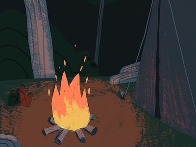 Peaceful bonfire design illustration photoshop procreate raster