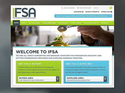 Irish Foodservice Suppliers Alliance Responsive Website blue custom design events green ifsa irish news responsive search