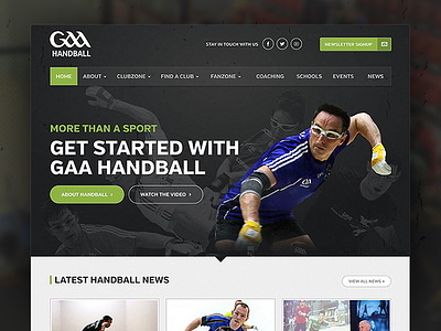 GAA Handball Homepage Design design gaa green grey handball homepage responsive