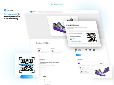 Product Page for Electronic Ownership bids bitcoin crypto eth good marketplace nft product productpage qrcode wallet