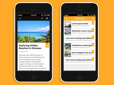 Search App - Bookmarks app bookmark clean design development flat ios minimal mobile ui ux yellow