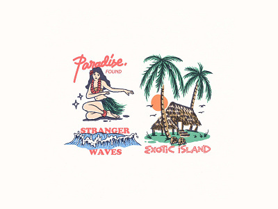Paradise Found aloha beach beach design clothing clothing design design for sale doodle graphic design hawaiian illustration photoshop surf surf design tattoo tattoo design tshirt design vintage vintage badges vintage design vintage logo