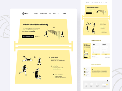Online volleyball training landing page creative creative landing page flat flat design landing landing page modern design modern ui online training pricing sport sport site testimonial ui ui design volleyball volleyball online training volleyball site volleyball training website design