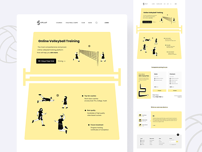 Online volleyball training landing page