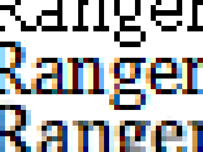 Black & White Rainbows pixels subpixels type:face=georgia typography webfonts