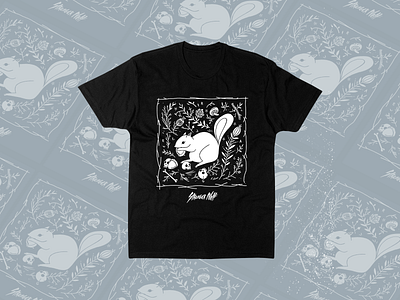 Stranger Wolf Apparel - Squirrel apparel black and white design illustration t shirt