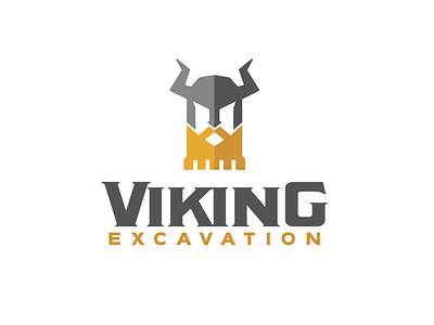 Viking Excavation beard construction logo excavation excavator excavator bucket v logo viking