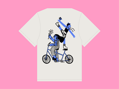 Pipo's T-shirt bird butterfly bycicle cat comfort flower graphic design happiness illustration procreate serenity silk screen t shirt welfare