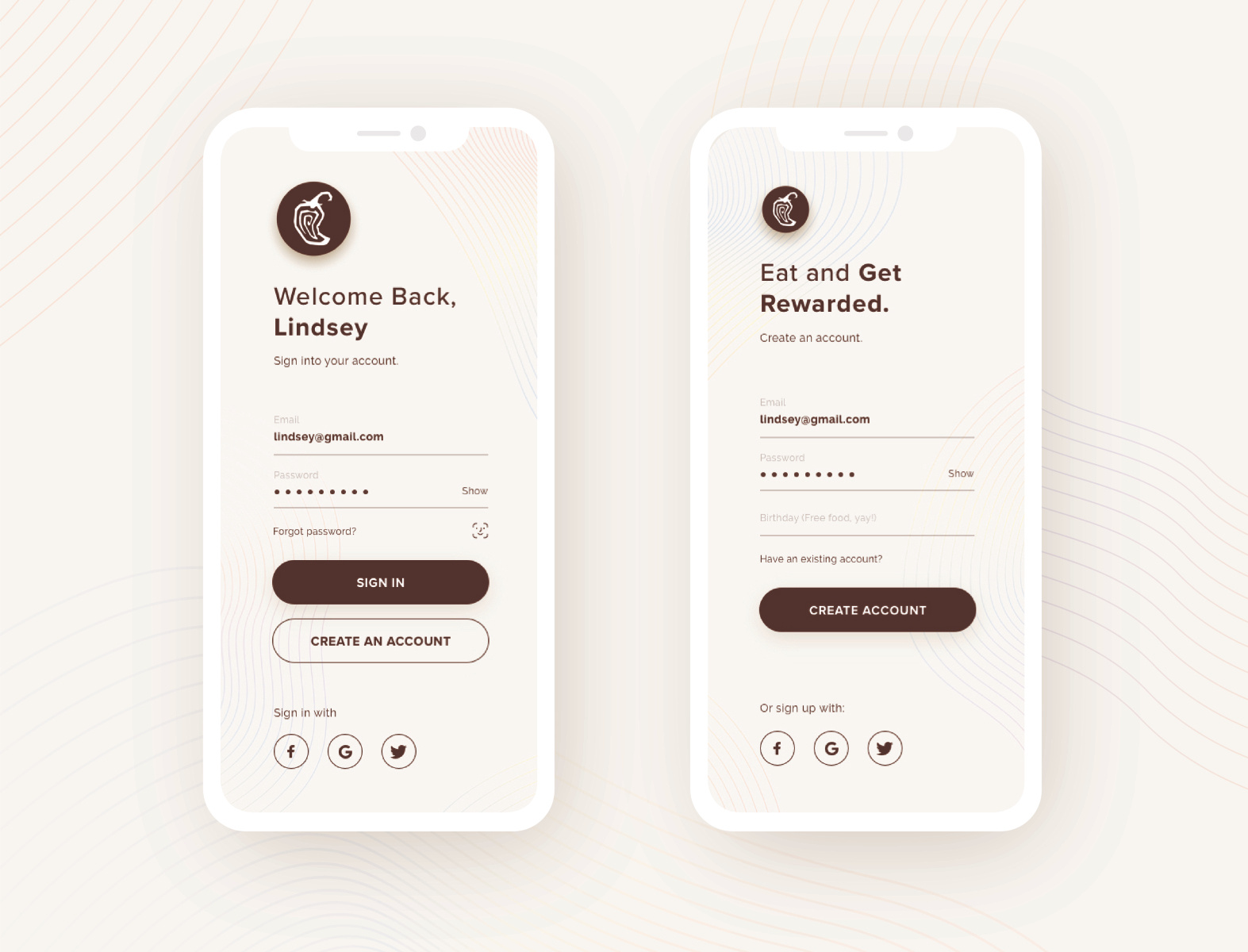 Chipotle Login by Lindsey Clark on Dribbble