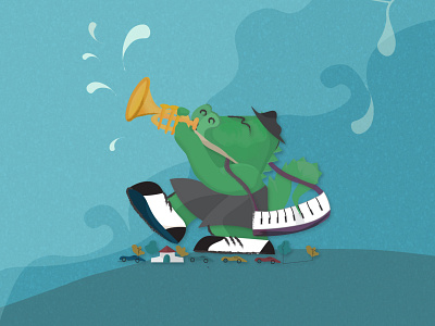 Jazz on the Nile crocodile ilustration jazz jazz festival nile poster trumpet vector water