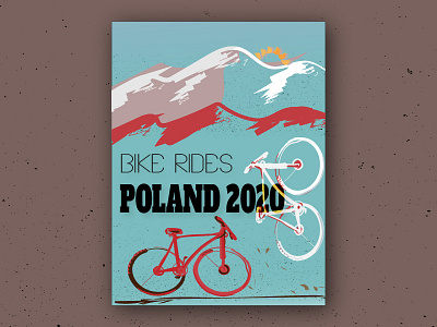 Bike Rides bikes daily ilustration mountains poland poster red and white three crowns vector