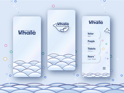 WHALE swimming pool design logo mobile app design mobile ui neumorphism ui pool sea swimming pool ui vector water whale xd