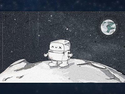 "Boxy" The Space Robot 2d animation 2d character after effects beat earth illustration light moon motion motion graphics old movie robot sound space space beat stars vector