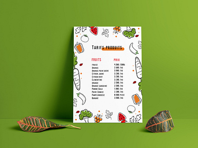 affiche tarifs produits affiche branding design fruits graphic design graphique design identity branding identity design illustration illustrator tarifs template templatedesign vector vegetable