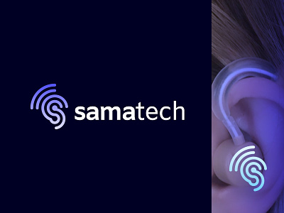 Samatech logo design for hearing audio device audio branding hearing logo tech tech logo