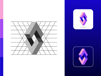 Isometric 3D Cube logo 3d 3d logo arrow block blockchain branding crypto cube cube logo down arrow graphic design illustration isomatric logo logo design logo designer logo for sale predect unused logo up arrow