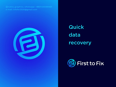 First to Fix backup brand identity brand mark branding branding agency creative logo cyber data f2f fix icon letter mark logo mark minimal overthelazydogthequickbrownfox restore tech trendy unique logo