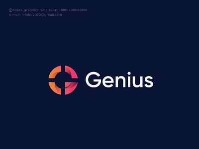 Genius app logo brand identity branding design g genius gradient icon logo logo designer logo mark logos logotype mark minimal logo minimalist logos modern logo nokta startup ecommerce top