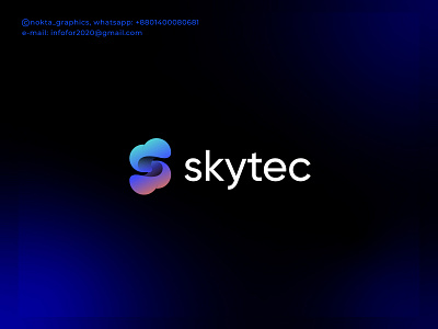 Skytec, modern s letter logo, cloud logo branding cloud cloud logos design gradient icon logo logo designer logo mark logos logotype mark minimal logos modern logo s simple sky symbol top vector