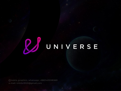 U modern letter planet logo, universe logo