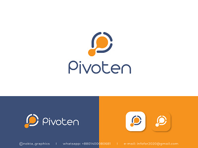 Pivoten logo design, P letter tech logo