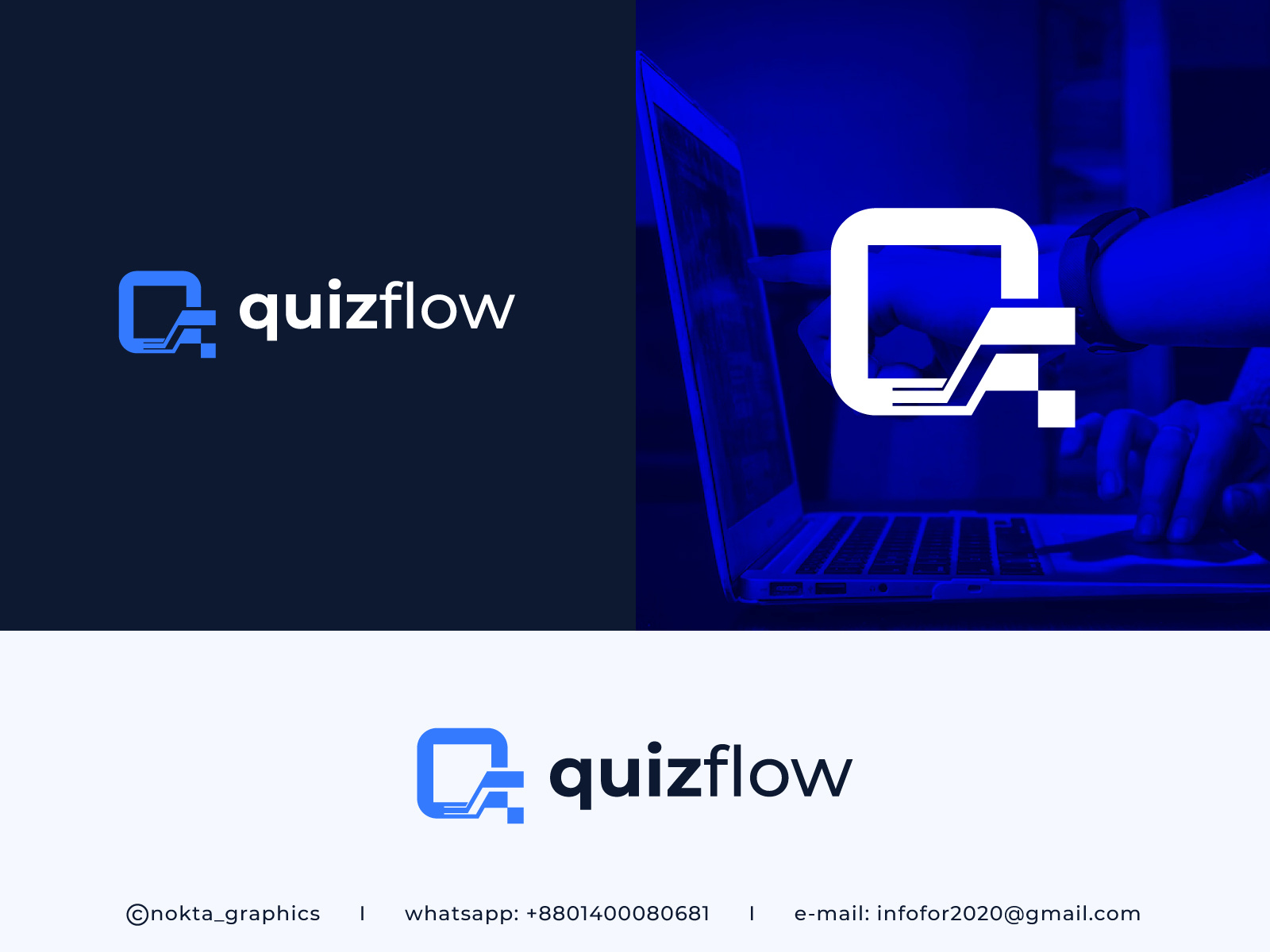 Quizflow logo design, Modern Q letter logo, QF logo design by Nokta