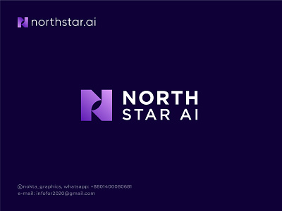 North Star AI, N letter logo design ai ai based solutions ai powered software applications brand identity branding consulting icon logo logo design logo mark mark minimalist logo n letter northstar simple logos software symbol tech top vector