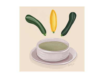 ZUCCHINI SOUP bistro drawing food food illustration foodart foodillustration illustration illustrator restaurant soup zucchini