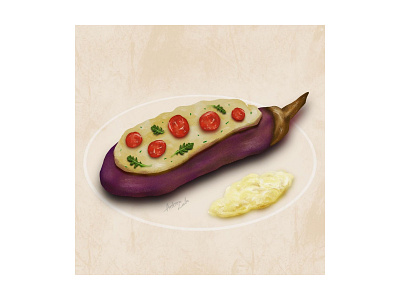 EGGPLANT bistro drawing editorial eggplant food food illustration foodart foodillustration illustration illustrator recipe restaurant vegetable