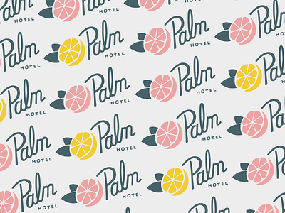 Palm Hotel Pattern art brand branding design green hotel illustration lettering pattern pink tropical typography vintage yellow