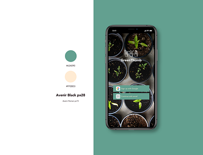 Sign Up page for an app for taking care of plants dailyui dailyui 001 dailyuichallenge plants signup styleguide uidesign