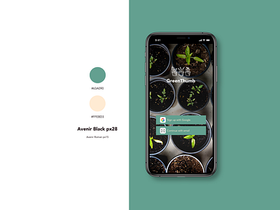 Sign Up page for an app for taking care of plants