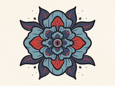 Seeing art blue bold design flower illustration minimalism print design procreate red symmetrical symmetry tattoo traditional american