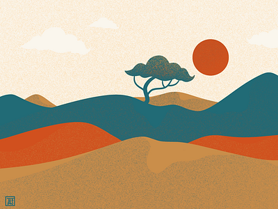 Dunes art bold bright illustration landscape minimalism minimalist art nature poster print print design procreate sun tshirt