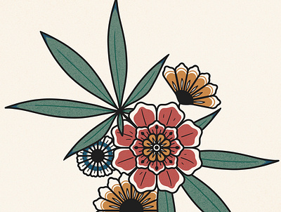 Flower Power art bold bright cannabis cannabis leaf illustration minimalism minimalist poster print procreate