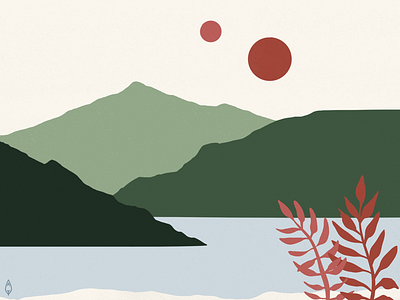 lake longing art bold bright color drawing illustration ipad landscape minimal nature procreate