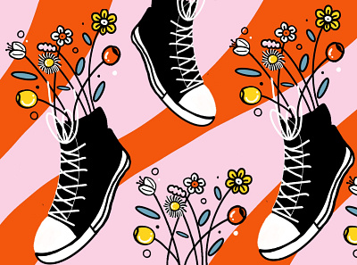 Allstars and flowers design drawing illustration