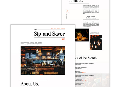 Sip and Savor bar- Web design