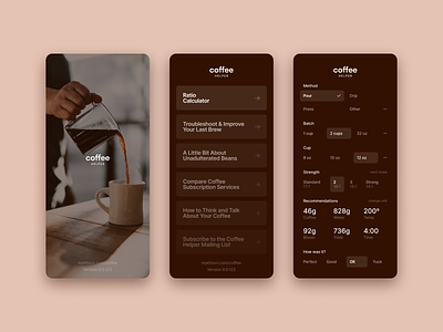 Coffee Helper App app mobile native product design